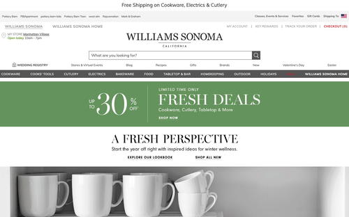 Williams Sonoma website screenshot