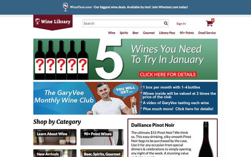 Wine Library website screenshot