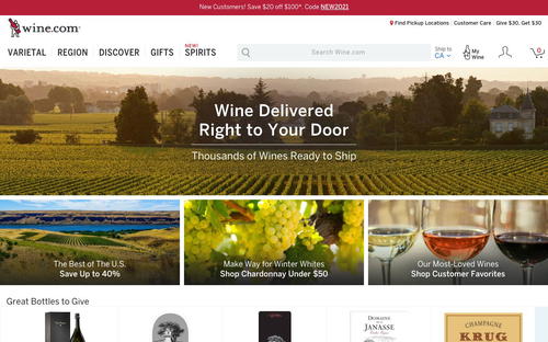 Wine.com website screenshot
