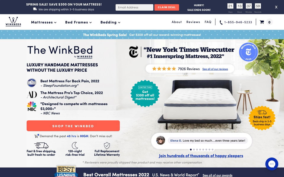 WinkBeds website