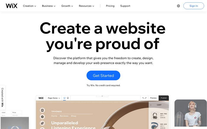 Wix screenshot