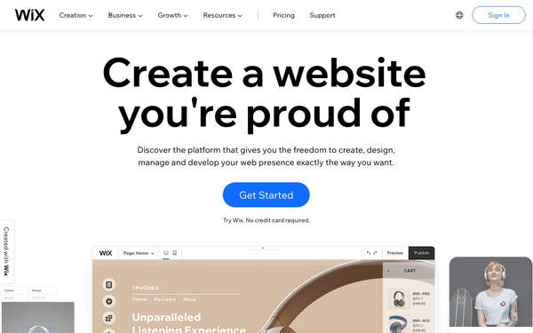 Wix screenshot