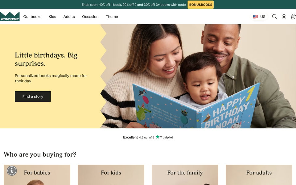 Wonderbly website