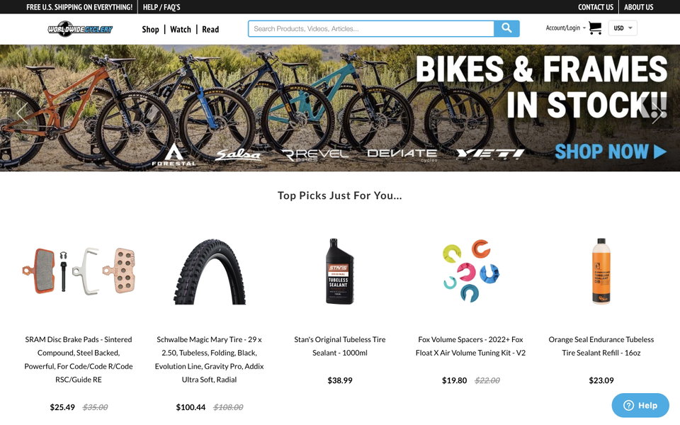 Worldwide Cyclery website