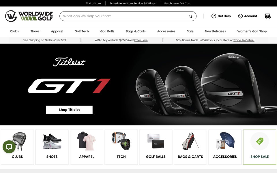 Worldwide Golf Shops website