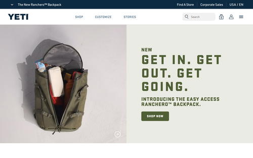 YETI website screenshot