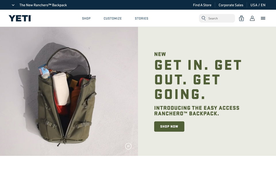 YETI website