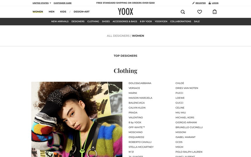 YOOX on Shomp