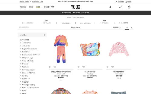 YOOX website screenshot