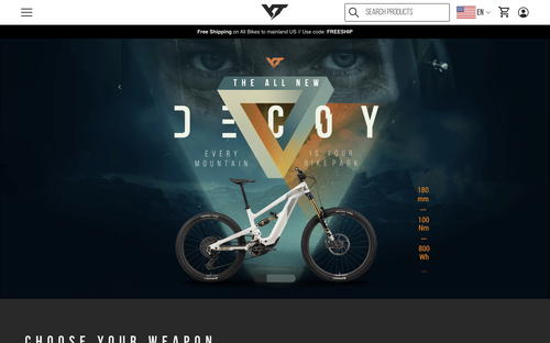 YT Industries website screenshot
