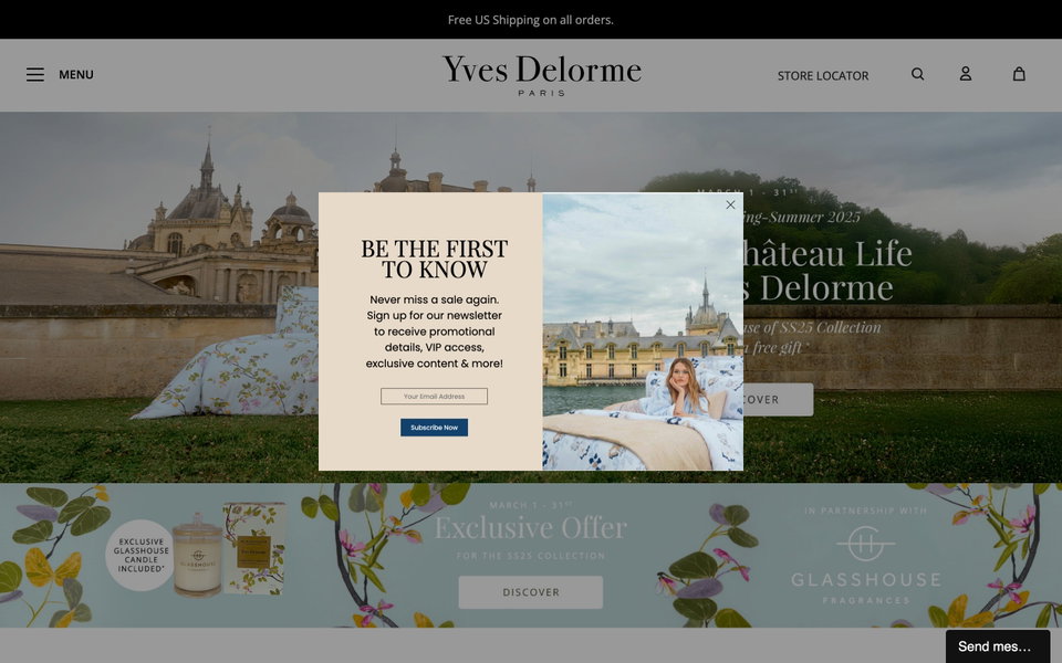 Yves Delorme USA website