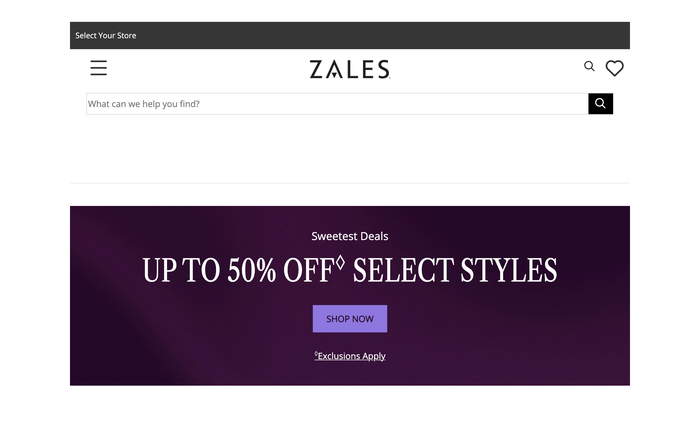 Zales screenshot