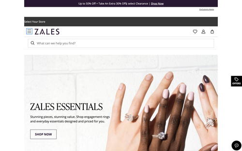 Zales website screenshot