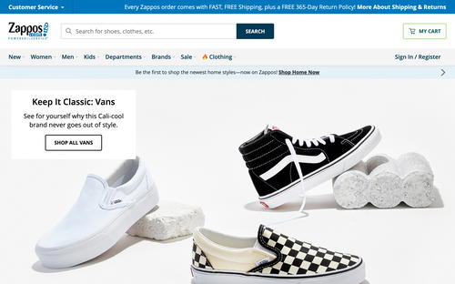 Zappos website screenshot