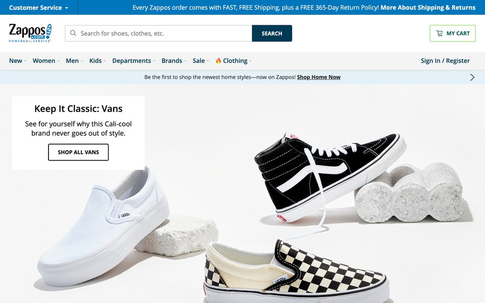 Zappos website
