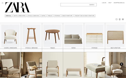 ZARA website screenshot