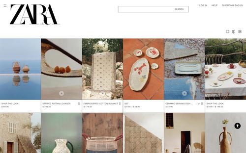 ZARA website screenshot