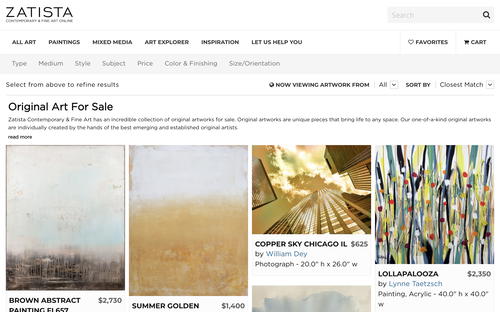 Zatista website screenshot