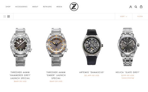 Zelos Watches website screenshot