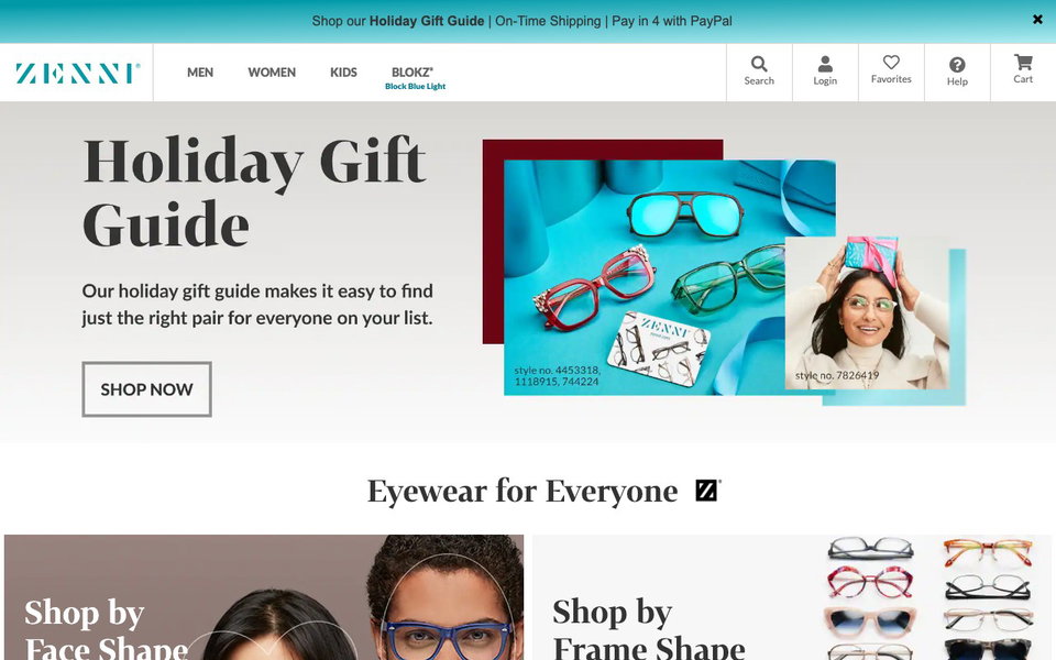 Zenni Optical website