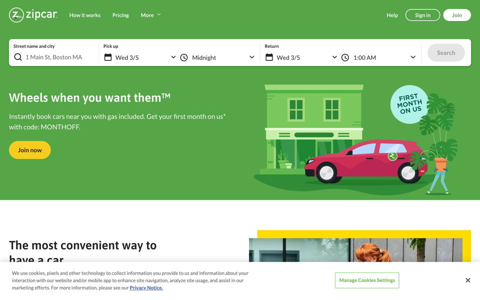 Zipcar website
