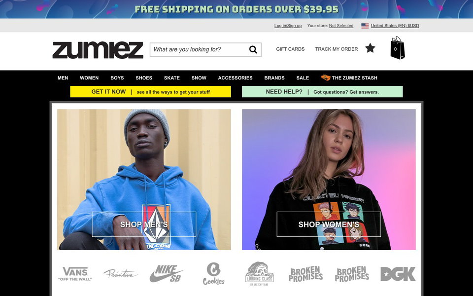 Zumiez website