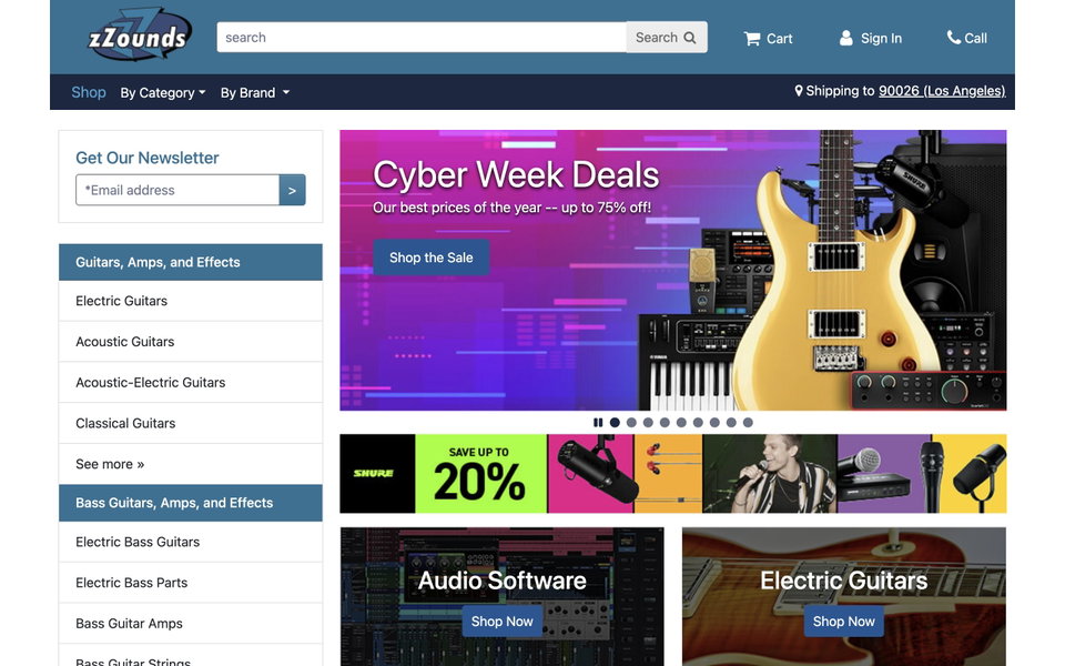 zZounds website